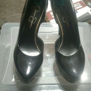 Jessica Simpson black patent platform heels size 8